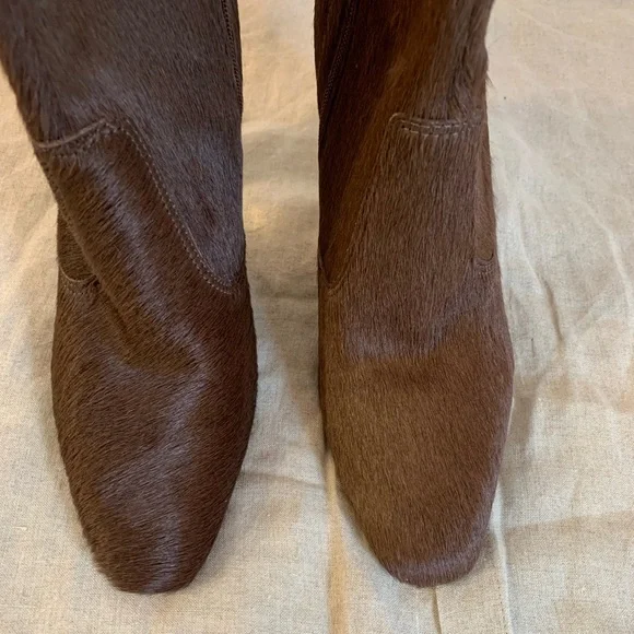 Gianni Bini Women 8.5 Mavis Calf Hair Brown Ankle Booties Heeled Pointed Toe NEW - Picture 4 of 7